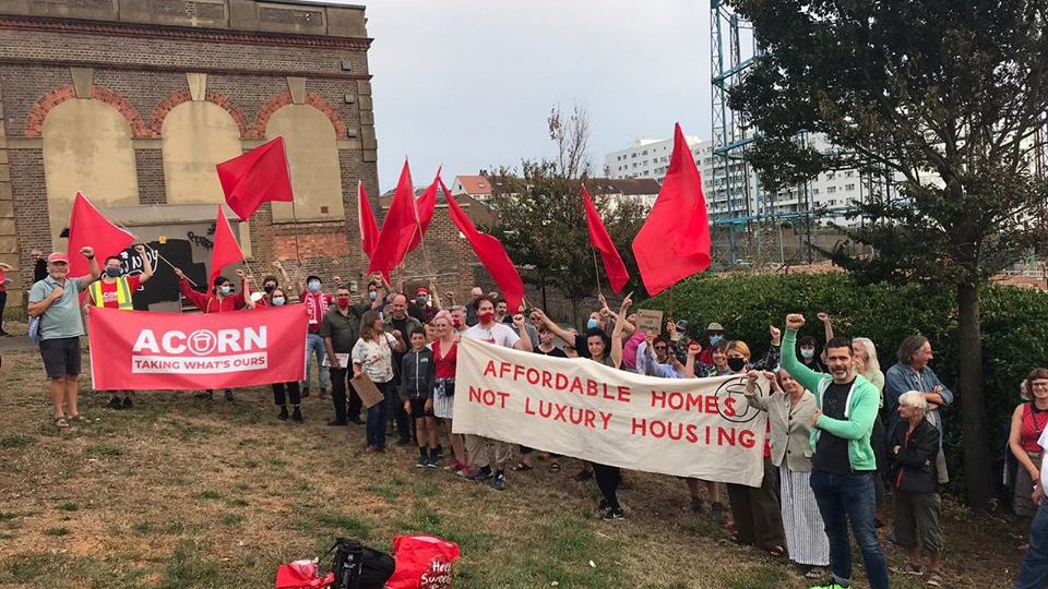 Residents in East Brighton, UK demand affordable housing