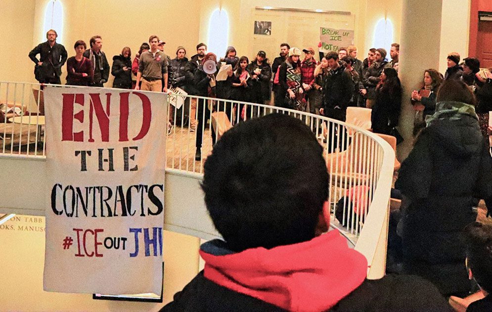Students protest Johns Hopkins University’s association with anti-refugee force