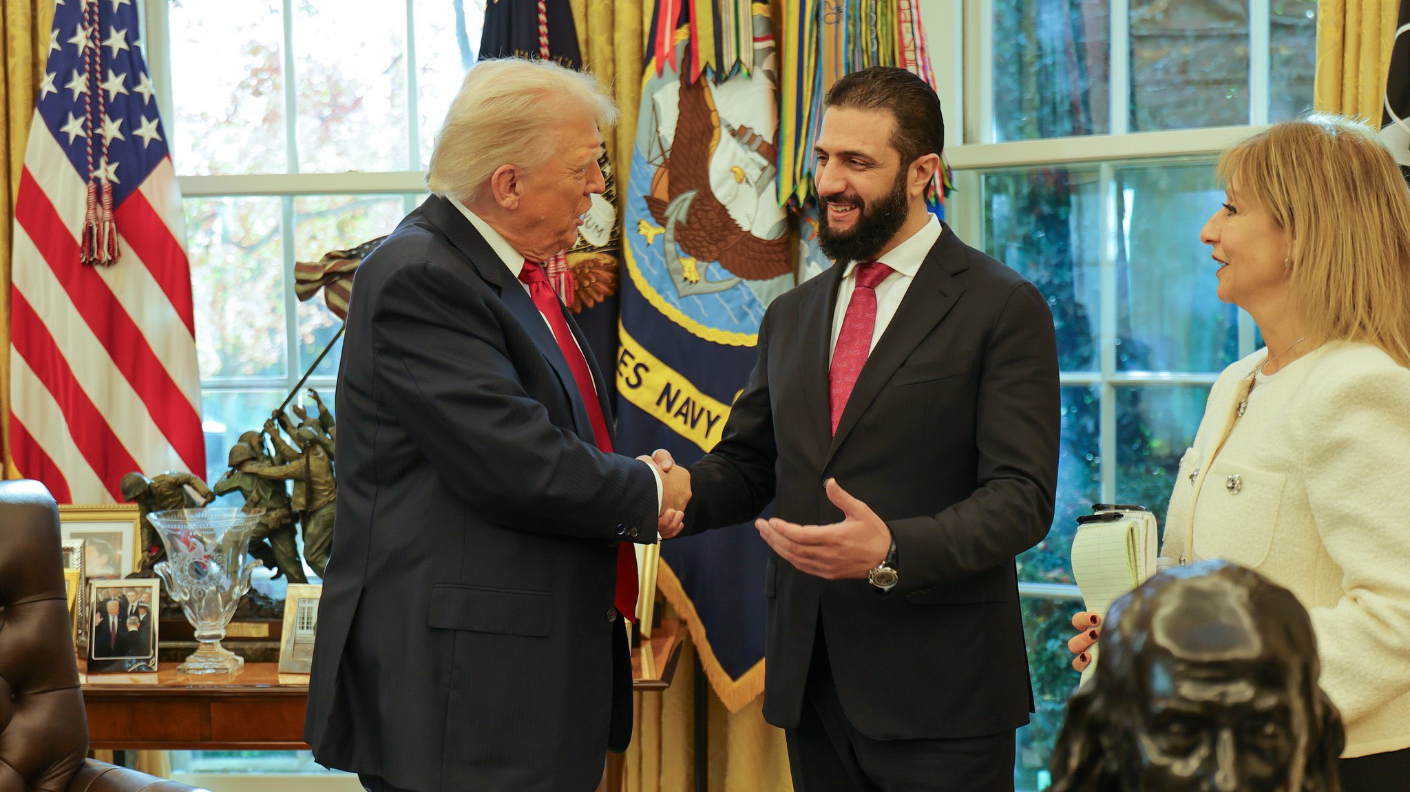 US President Donald Trump meets with Syrian interim President Ahmad al-Sharaa at the White House Nov. 10.