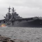 Amphibious assault ship USS Iwo Jima (LHD 7) departs Naval Station Mayport in preparation of Hurricane Matthew’s arrival onto Florida’s eastern coast.