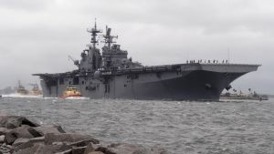 Amphibious assault ship USS Iwo Jima (LHD 7) departs Naval Station Mayport in preparation of Hurricane Matthew’s arrival onto Florida’s eastern coast. - BT News Amphibious assault ship USS Iwo Jima (LHD 7) departs Naval Station Mayport in preparation of Hurricane Matthew’s arrival onto Florida’s eastern coast.
