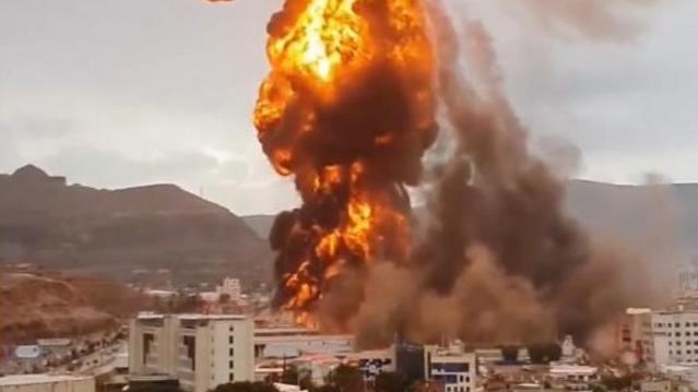 Flame and smoke after airstrike