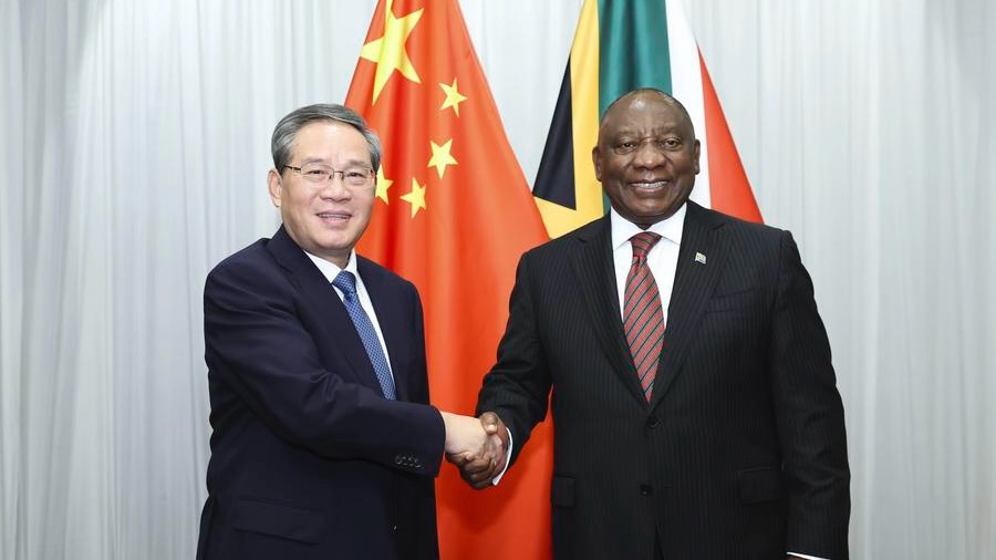 Chinese Premier Li Qiang meets with South African President Cyril Ramaphosa in Johannesburg, South Africa