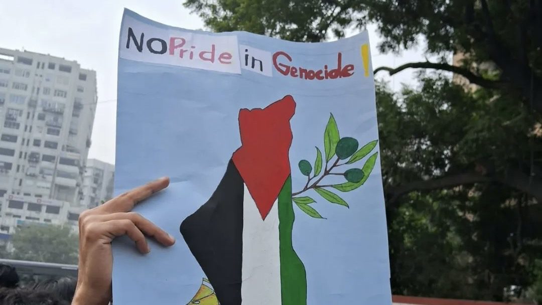Participants in Queer Pride March in Delhi call for the liberation of Palestine