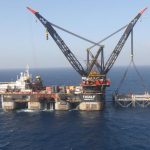 This file picture shows the Leviathan gas platform of Noble Energy under construction in the Mediterranean Sea, some 10 kilometers off the Israeli coast, on Jan. 31, 2019. Photo: Xinhua