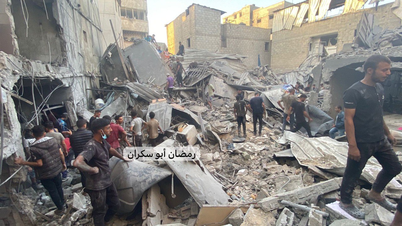 aftermath of Israeli airstrike in Gaza