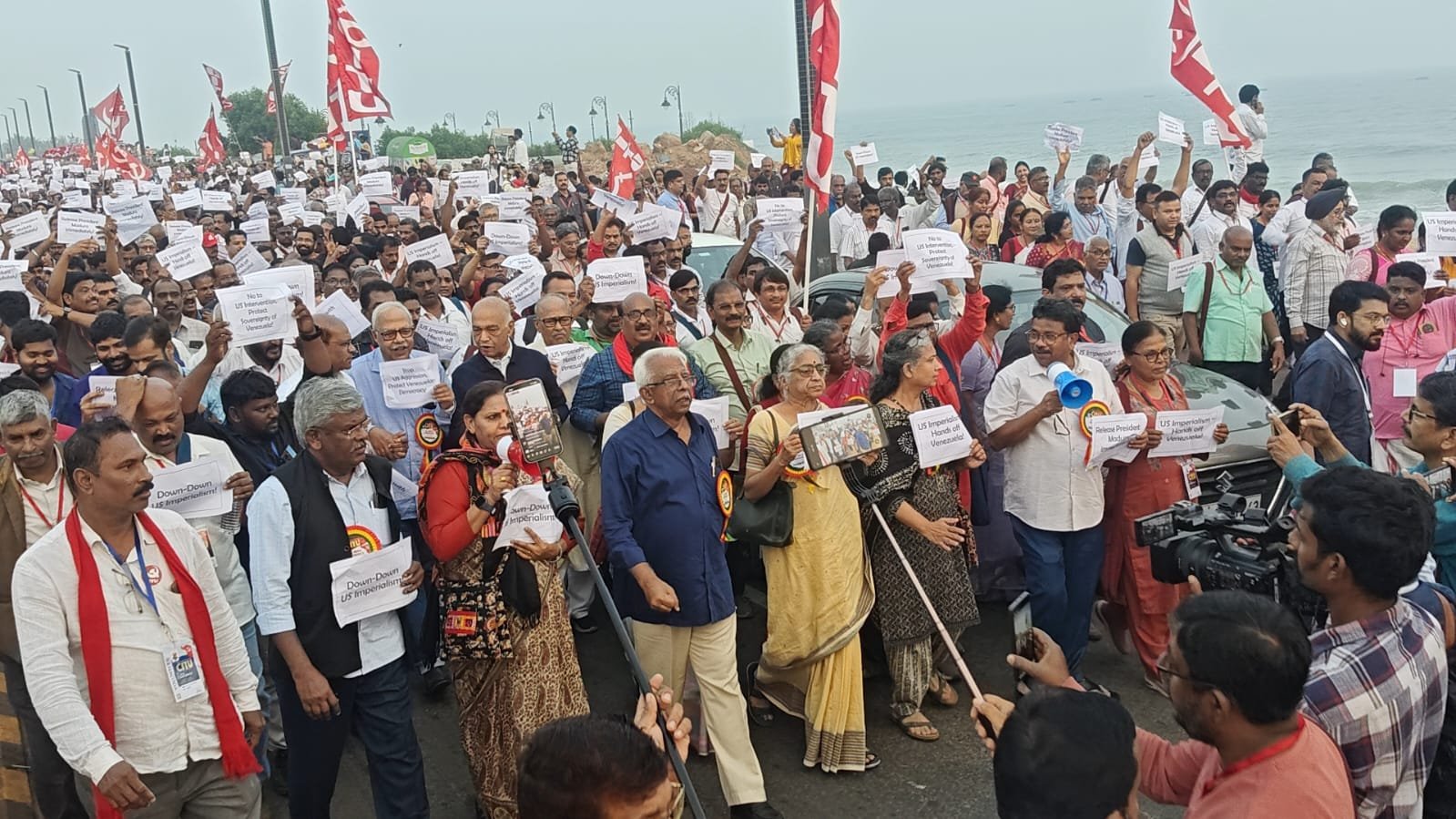 Protest in Visakhapatnam, India, condemning the US attack on Venezuela