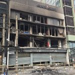 Burnt exterior of Prothom Alo's office.