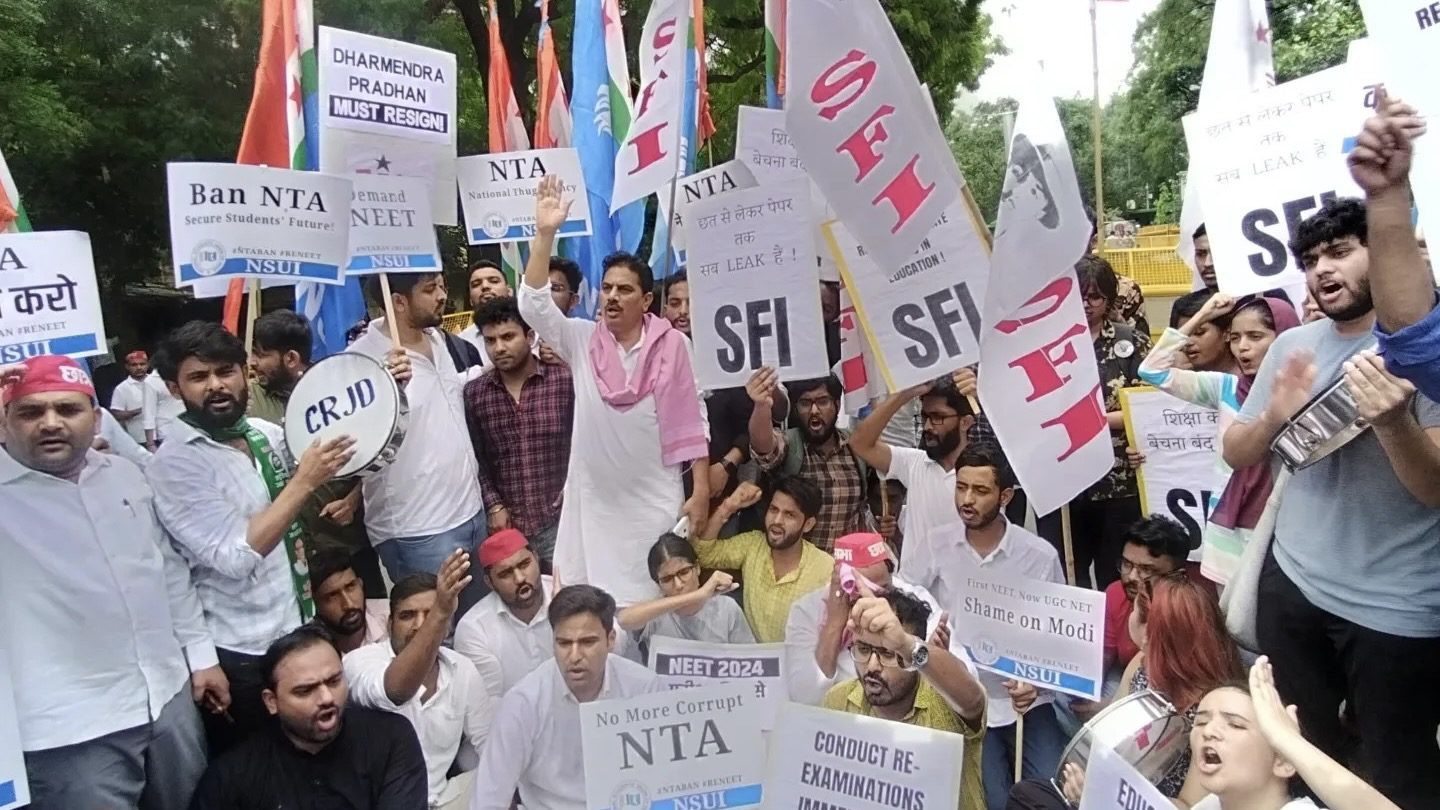 Indian students and youth protest corruption in entrance exams