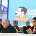 Venezuelan interim president Delcy Rodriguez meets with ministers on January 23.