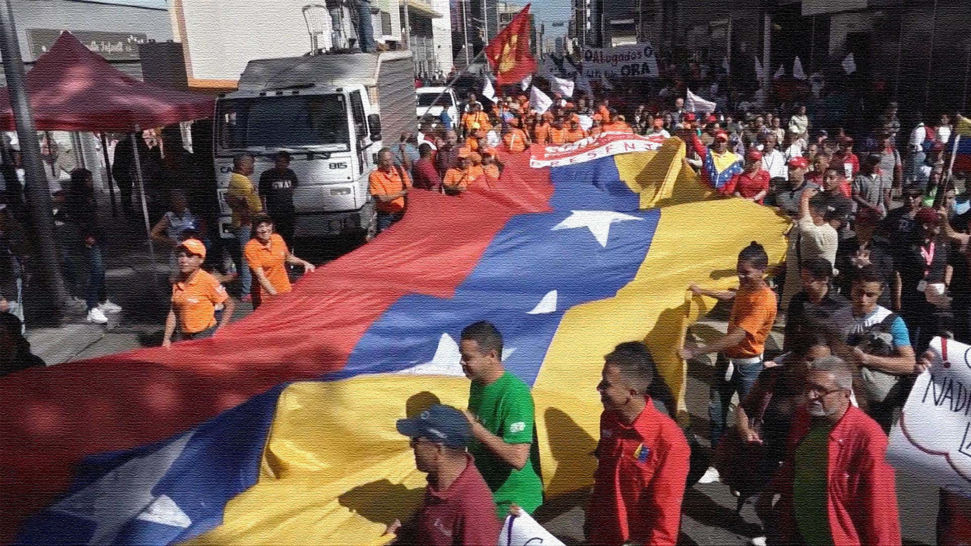 Venezuelans protest against US sanctions on Conviasa airlines_