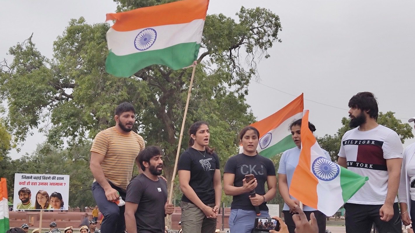 Wrestlers protest India
