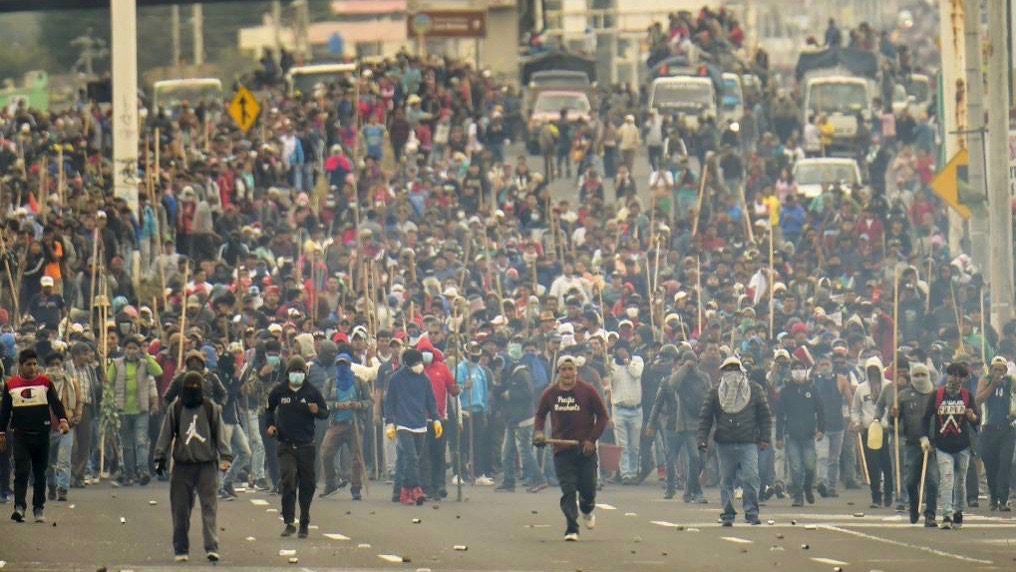 As thousands of Indigenous people arrive in Quito to join protests, Moreno flees capital