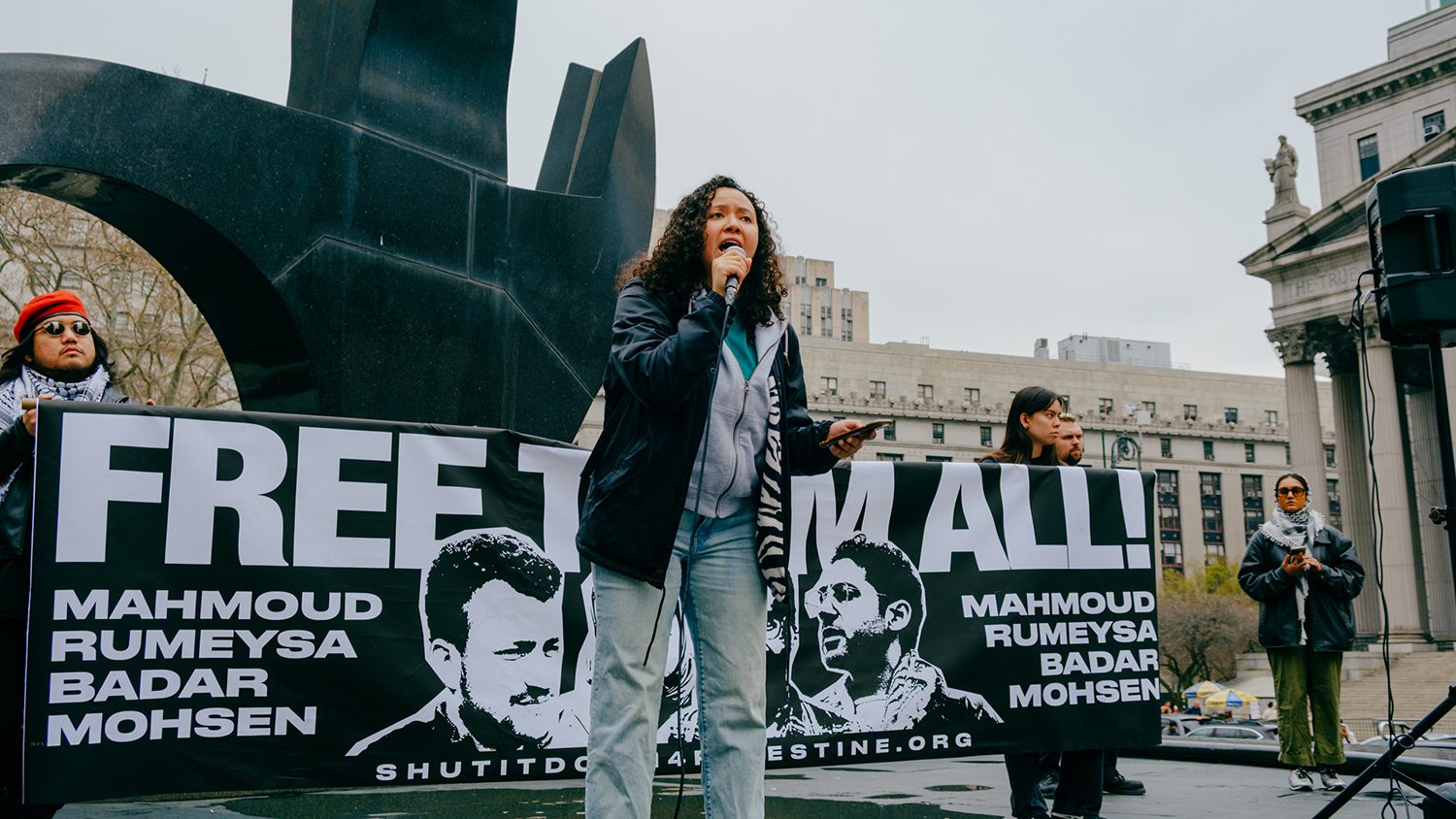 Protesters denounce ICE “abduction” of Mohsen Mahdawi