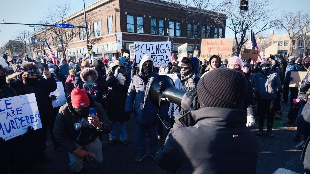 protest at Pretti's murder site