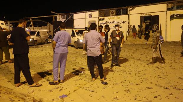At least 44 killed in an attack on a migrant detention center in Libya
