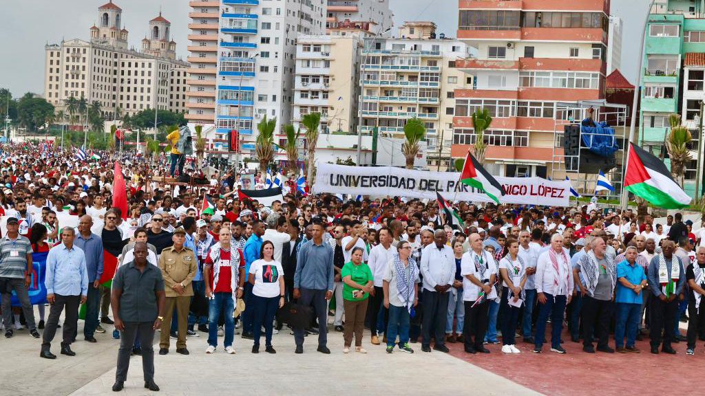 Cuban President Miguel Díaz-Canel joins march in support of Palestine
