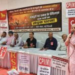 Indian left and labor leaders speak at demonstration for wage hike