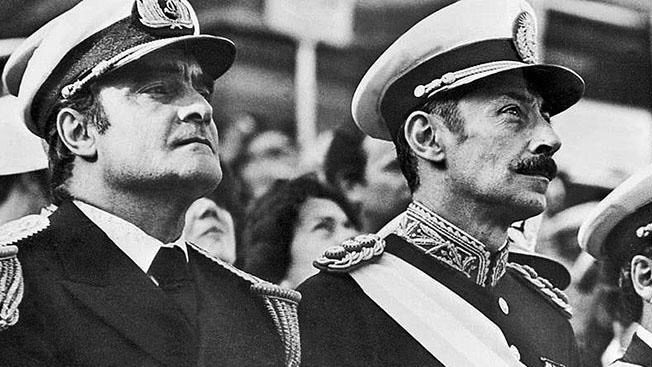 Coup leaders Admiral Massera and General Videla.